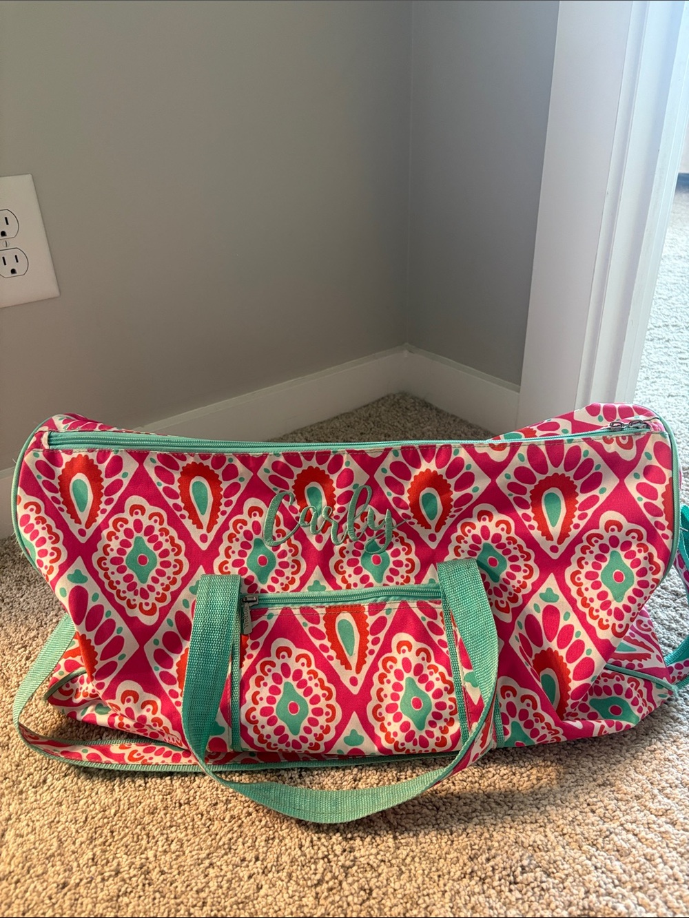 Viv & Lou Monogrammed Duffel Bag – “Carly”